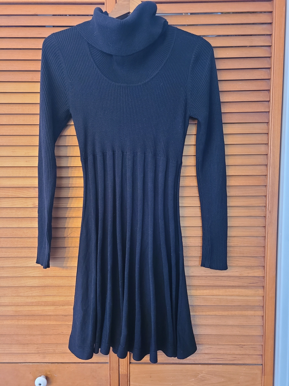 Calvin Klein Black Ribbed Turtleneck Fit & Flare Dress
